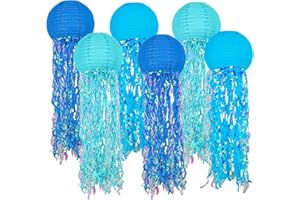 YIOTJUNL Hanging Jelly Fish Decoration, Blue Jellyfish Paper Lanterns - Jellyfish Decor for Mermaid Theme Party & Under The Sea Ocean Birthday Decorations Classroom Baby Shower Room Party Supplies