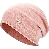HAMUNI 100% Wool Slouchy Beanie, Warm Beanie Hats for Women Breathable Knitting Skull Beanies Cap for Spring Fall Winter