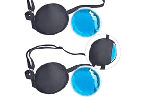 GELMAY Cooling Eye Patches for Puffy Eyes, Pure Silk Ice Eye Patch, Single Eye Mask, Medical One Eye Cover Cold Hot Therapy Strabismus Lazy Eyes After Surgery Adult Kid Pirate Eyepatch (Black & Black)
