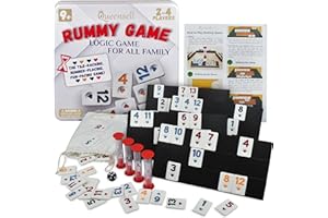 Queensell Rummy Cube Game Classic with Metal Case, Timers and Holders, Classic Rummy Game for Kids and Adults