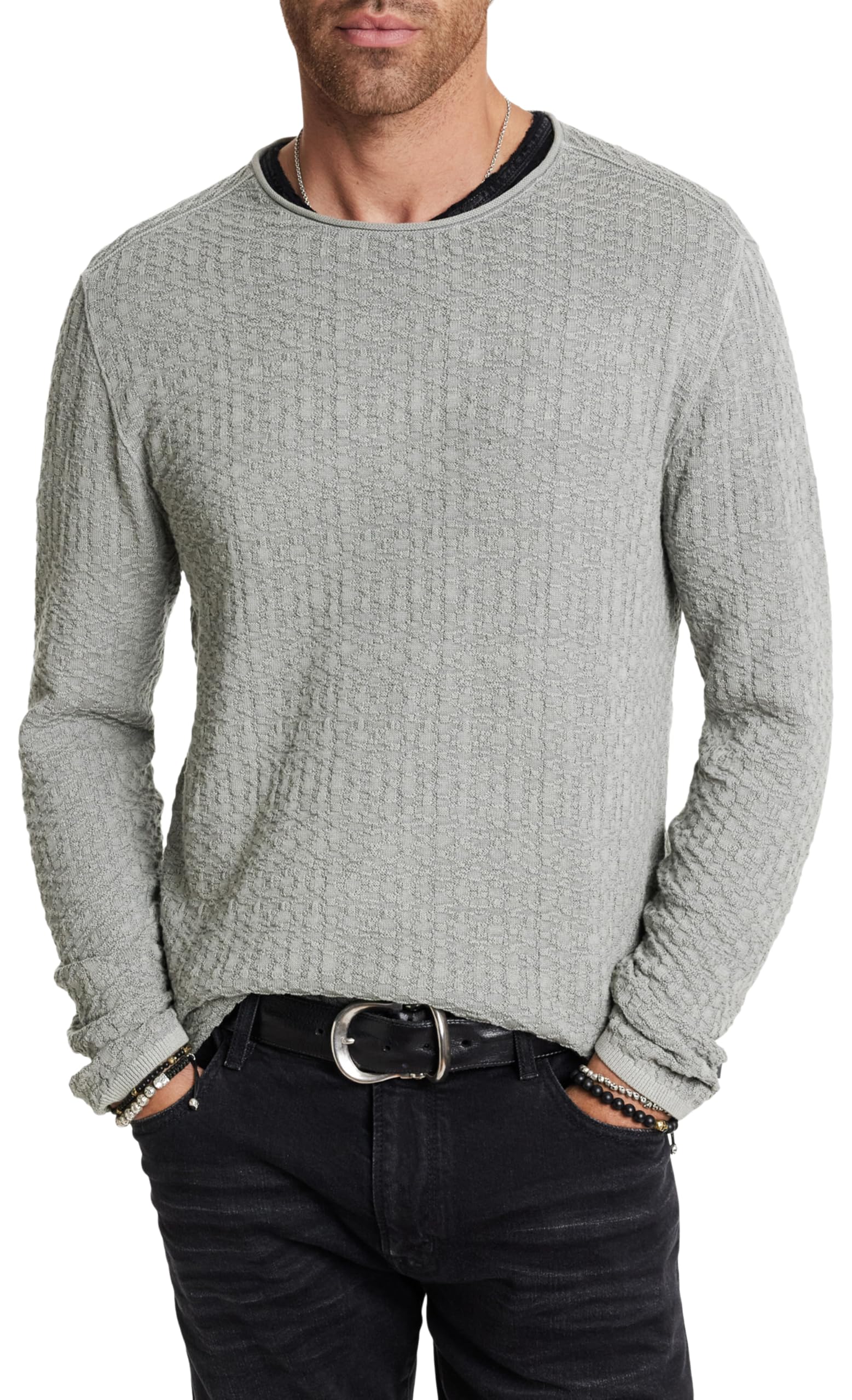 John Varvatos Riley Crew Smoked Pearl Grey XL