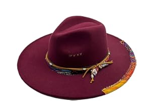 Wotfim Big Wide Brim Fedora Hat for Women Man Felt Panama Hat with Band Western Outdoor hat