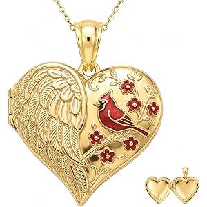 IMZM Gold Heart Locket Necklace for Women 14K Plated Photo Pendant Gift | Animal Heart Locket Necklace Dolphin Paw Butterfly