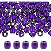 Mandala Crafts 200 Purple Large Hole Barrel Wooden Beads for Macrame & Hair Braiding – Jewelry Making Craft Beads