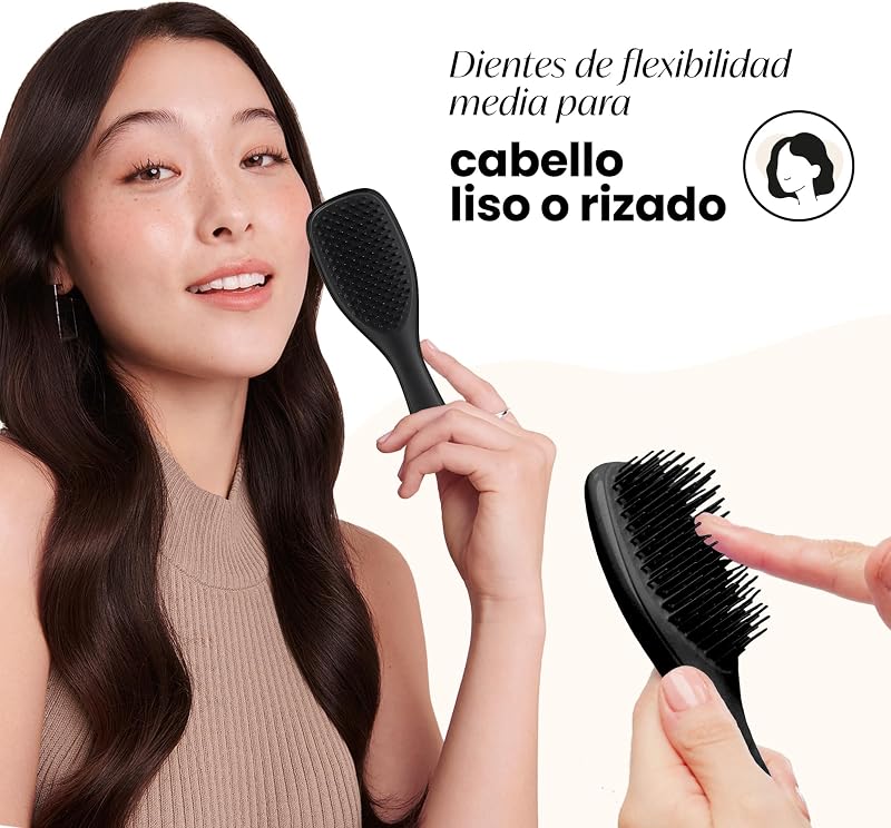 Mini Ultimate Detangler - Cepillo Desenredante Mini para Pelo Seco y Mojado - Apto para Todo Tipo de Cabello - Perfecto para Niños y Viajes - Negro