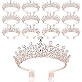 Loetere 12 Pcs Crystal Tiara and Princess Crown with Comb Crown Rhinestone Women Girls Tiara Headpiece Queen Hair Accessories for Birthday Party Wedding Prom Halloween Cosplay Costume