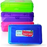 Emraw Utility Storage Box - Bright Color Multi Purpose Pencil Box for School Supplies Durable Plastic Pencil Box, Small Plast