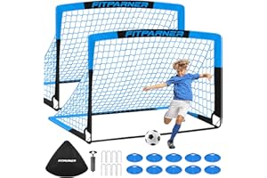 FITPARNER Kids Soccer Goals for Backyard Set - 2 Pack of Portable Pop Up Soccer Nets with Ball,Cones,Complete Training Equipment Kit for Toddler,Youth,Kids Age 3-14,Outdoor Sports Game