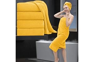 MAGGEA Extra Large Bath Towel Set of 4 (35"x70"),Oversized Bath Sheet Super Soft Highly Absorbent Jumbo Bathroom Towel Set Microfibers Quick Dry Shower Towel for Hotel,Bathroom,Guest,Spa,Gym (Yellow)