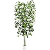 TXABL Artificial Tree Fake Plants, Artificial Bamboo Tree 7FT Tall in White Potted, Artificial Tree Indoor Decor Bamboo Silk Tree with Natural Wood Trunk, for Home Office Living Room Modern