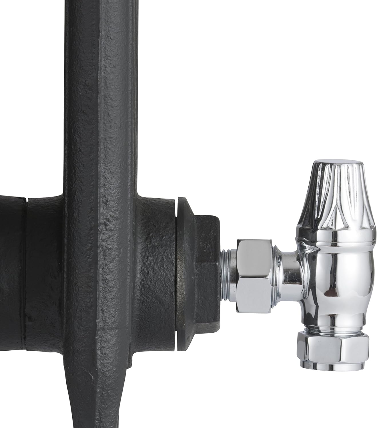 UK-18 CP Arroll traditional thermoststic radiator valve & locksheild finished in Chrome and Ornate wheel Head - Image 4