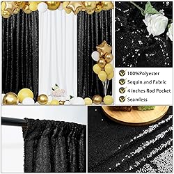 Blxsif Black Sequin Backdrop Curtains - 4 Panels