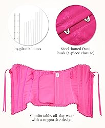 SZIVYSHI Bright Rose Corset Top for Women
