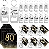 Tioncy 50 Set 80th Birthday Party Favors Beer Opener Keychain with Thank You Cards Organza Bag Birthday Souvenirs for Guests Anniversary Party Decorations Gift