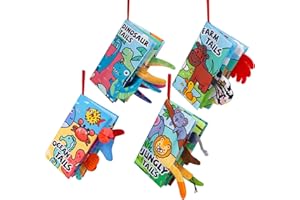 YySiRui 4-Pack Baby Books 0-6 Months, Baby Crinkle Books, Touch and Feel Sensory Toy for Babies, Infant Toys 0-6 Months, Soft Fabric Toy Shower Gift - 6 Pages Blue