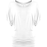 Free to Live 3 Pack Dolman Sleeve Tunic Dressy Business Casual Tops for Women Short Sleeve Shirts Work Outfits Travel Clothes