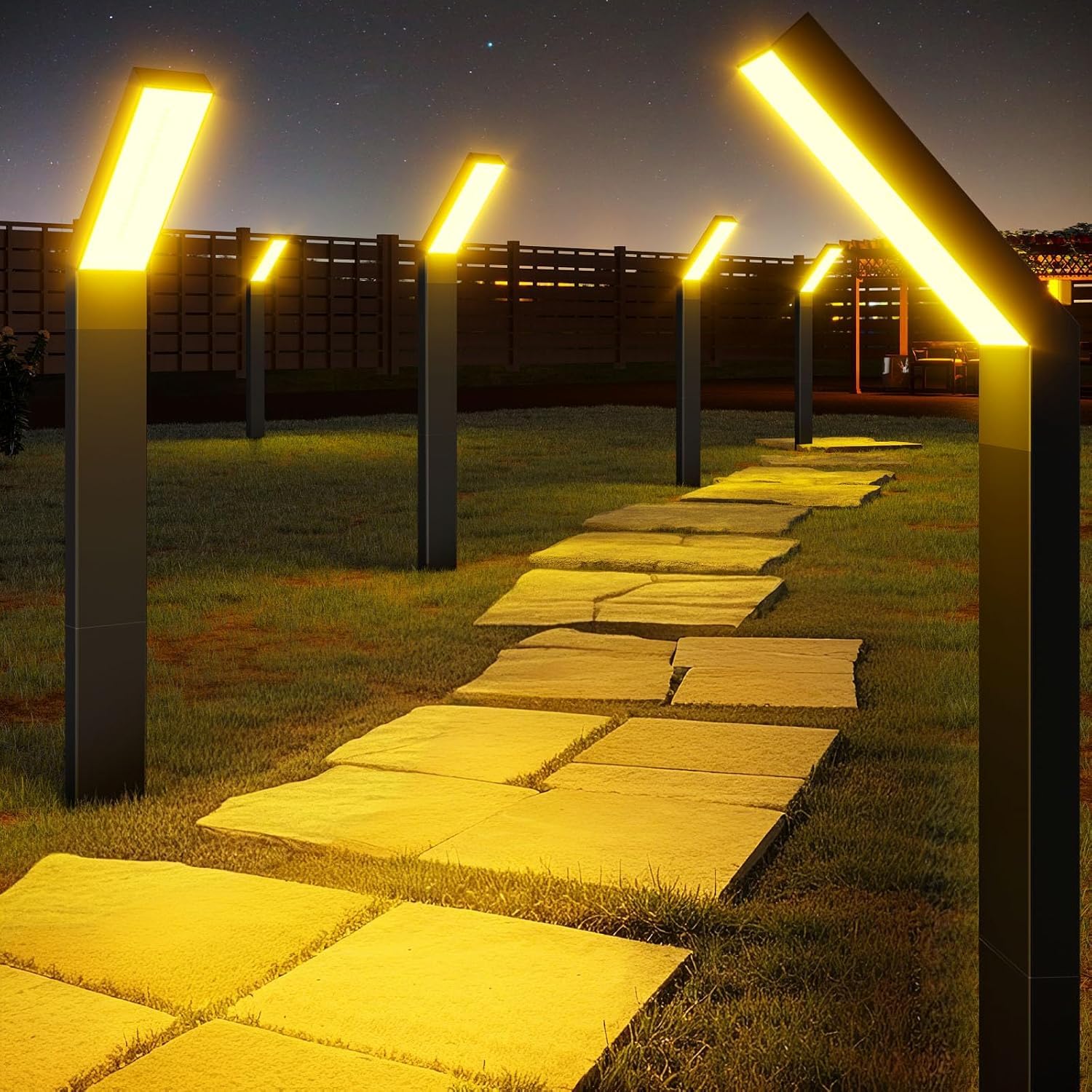 Photo 1 of JSOT Solar Path Lights Landscape Outdoor - 8 Pack 3 Lighting Mode (Cool/Warm/Neutral Light) Backyard Waterproof Walkway Light for Outside Driveway Garden Pathway