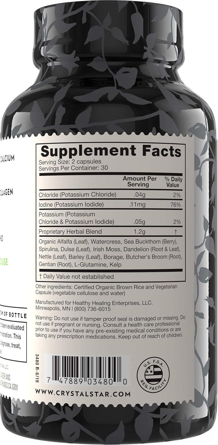 Crystal Star Ocean Minerals Supplement (60 Capsules) – Daily Herbal Supplement for Bone Health & Collagen – Sea Buckthorn, Spirulina & Organic Alfalfa - Non-GMO: Health & Personal Care