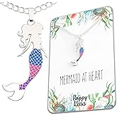 Mermaid Necklace – Cute Mermaid Gift Charm for Women, Girls & Teens – “Mermaid at Heart” Message Card
