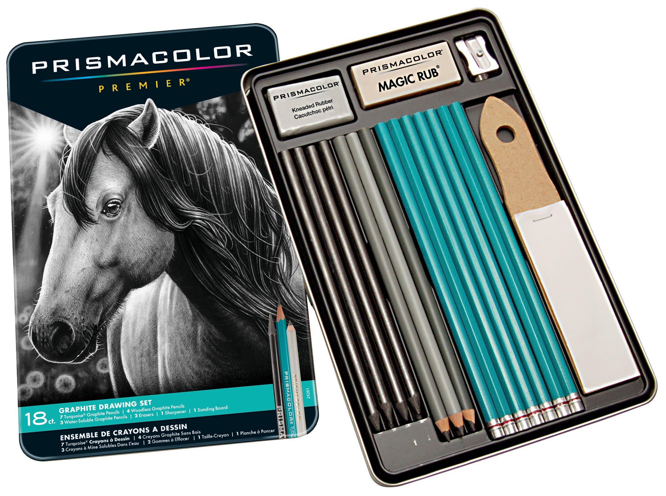 Prismacolor Premier Graphite Drawing Pencils With Erasers & Sharpeners, Adult Coloring, 18-Piece Set