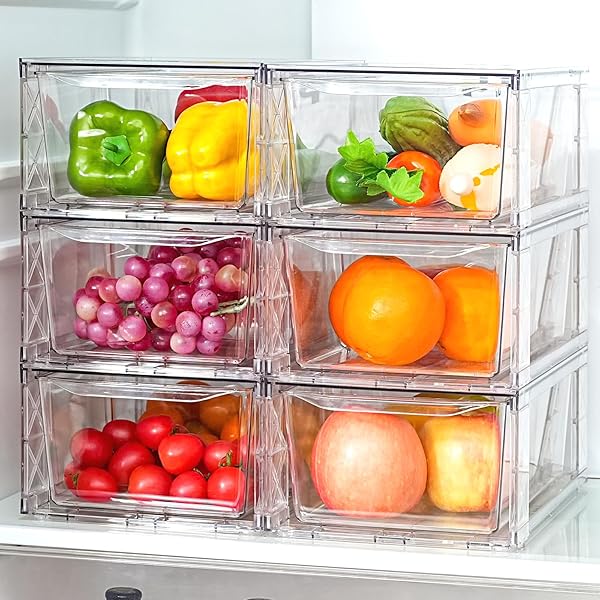 CLEMATE 6PACK PANTRY ORGANIZERS AND STORAGE,CLEAR STACKABLE KITCHEN...
