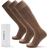 TRMOUX Men's Hiking Socks Military Green Shin Guard Hunting Boot Socks Over the Calf Socks for Men, 3-Pack