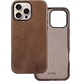 Le Pelle - Handcrafted Premium Italian Leather Case for iPhone 16 Pro Max - Compatible with Magsafe - Two-Tone Effect with Unique Patina Over Time - Cocoa Brown