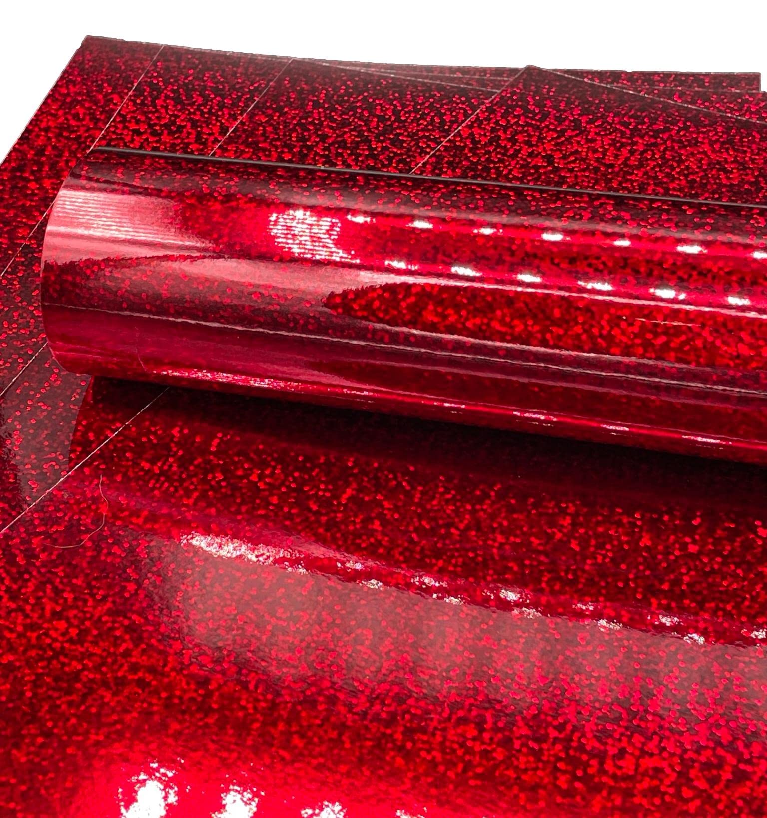 Syntego 5 Sheets A4 Premium Holographic Confetti Effect Card Single Sided 240gsm / 88lb Cover (Red)