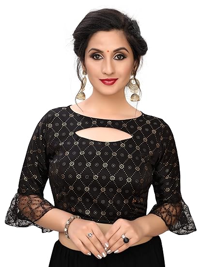 Women's Printed Silk Blouse With Round Neck (BL-20040)_Free_Size