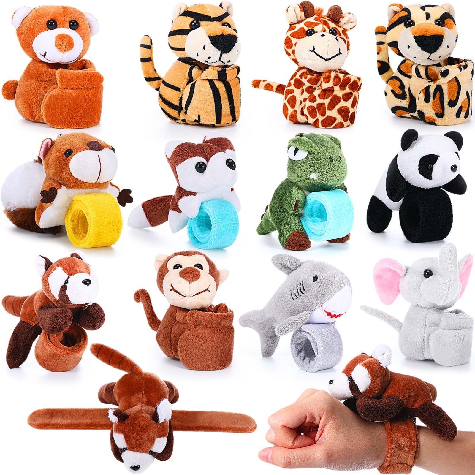 Photo 1 of Relaxgiant 12 Pcs Stuffed Animal Slap Bracelet Plush Toy Hug Animal Slap Bracelet Plush Wrist Cute Snap Bracelets for Birthday Party Favors(Cute Style)