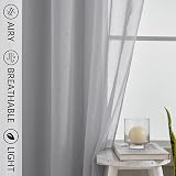 Home Brilliant 160cm Voile Curtains Set of 2 Grey Semi-Sheer 54x63 in view 2