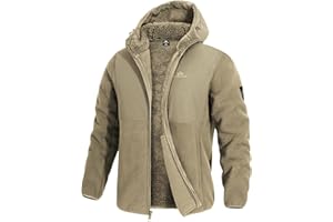 Pioneer Camp Men's Polar Fleece Jacket Sherpa Lined Warm Full Zip Up Hoodie Heavyweight Winter Jacket with Hood Outerwear
