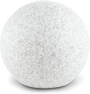 Lightcraft Shinestone S Gartenleuchte Außenleuchte Kugelleuchte aussen für Garten und Außenanlagen 20 cm Durchmesser Naturstein-Optik robuster Kunststoff winterfest Erdnägel granit