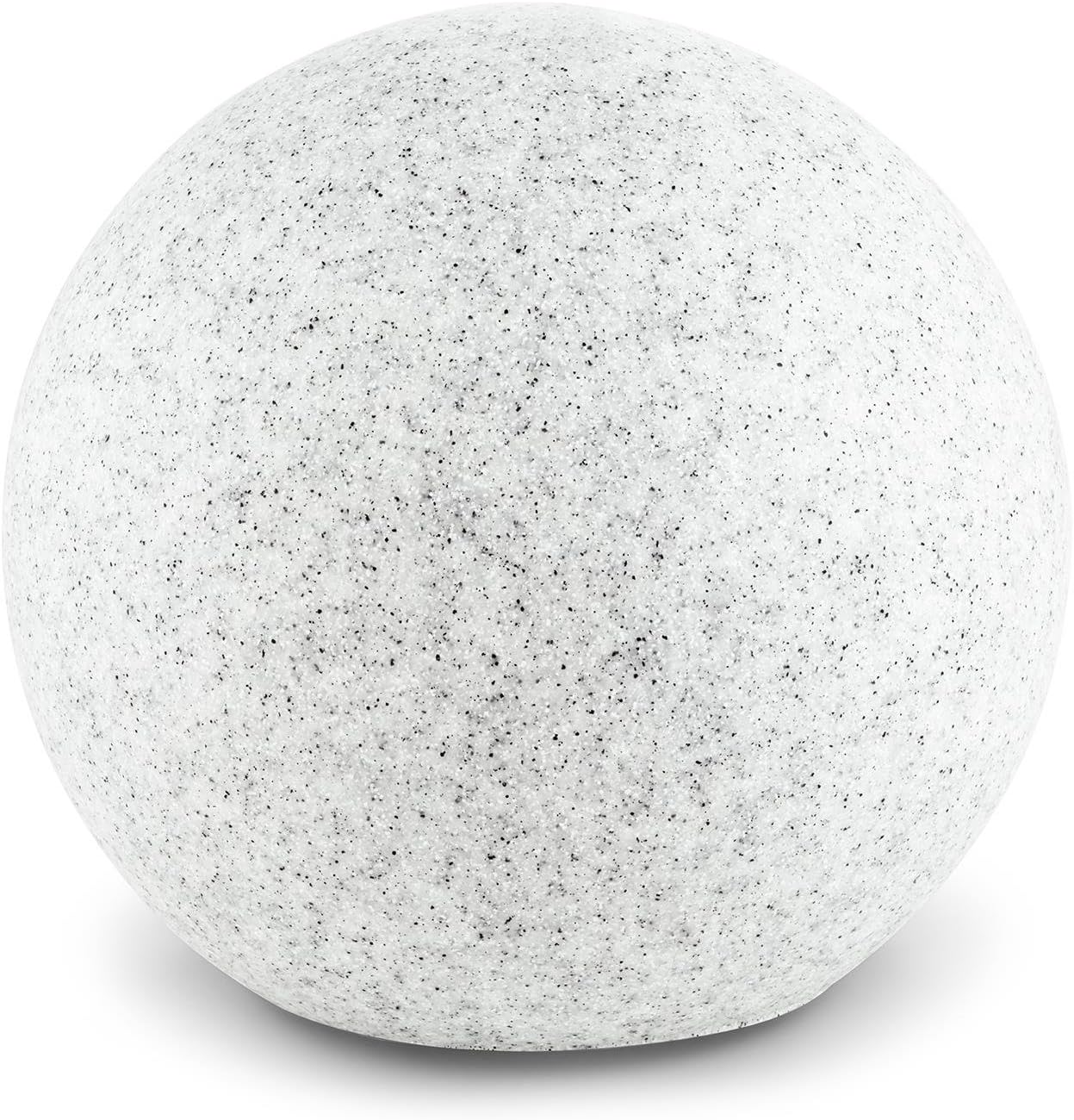 Lightcraft Shinestone S Gartenleuchte Außenleuchte Kugelleuchte aussen für Garten und Außenanlagen 20 cm Durchmesser Naturstein-Optik robuster Kunststoff winterfest Erdnägel granit