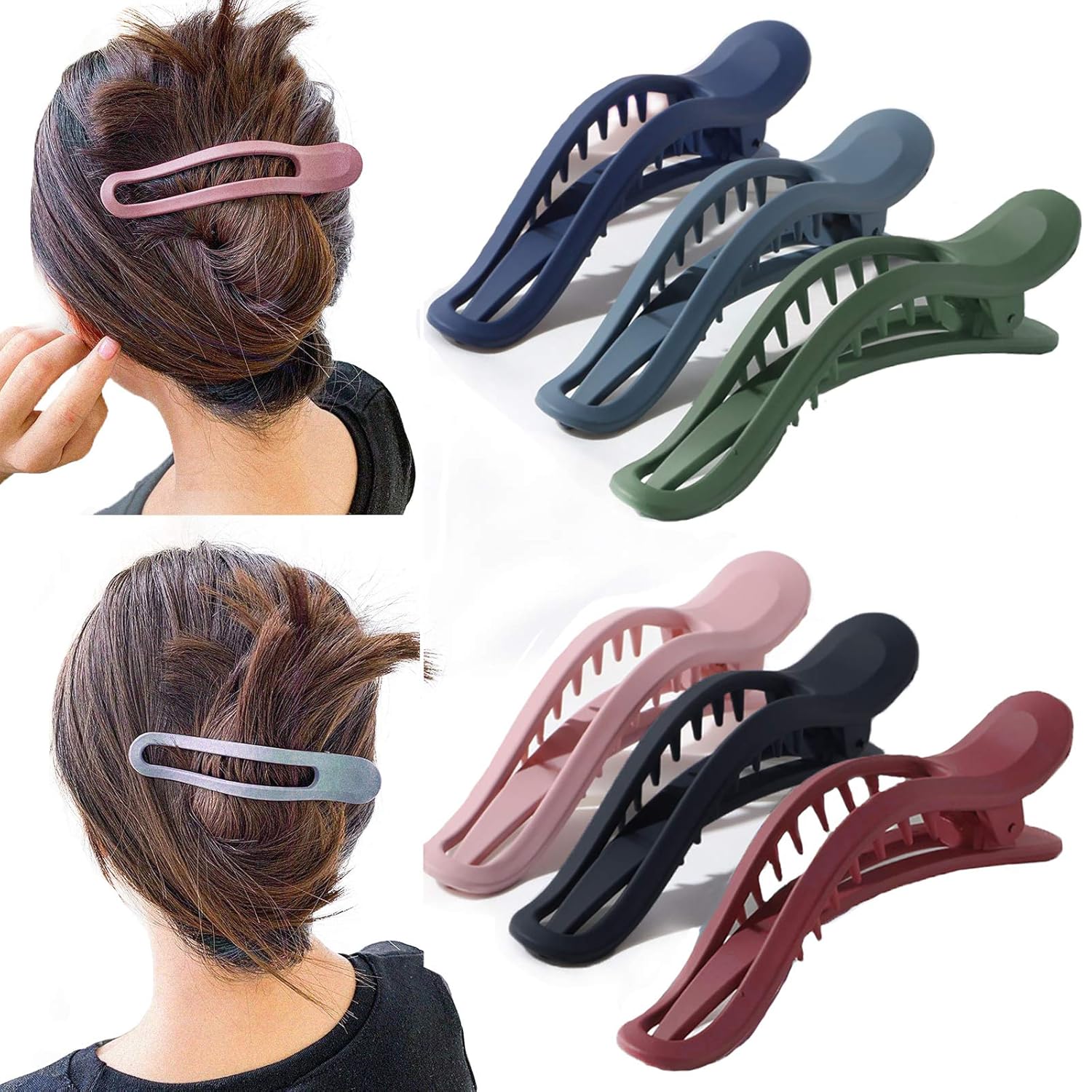 6PCS Hair Claws Clips No Slip Strong Hair Clips Teeth Curve Durable Alligator Duck Bill Jaw Clips Hair Styling Accessories : Beauty