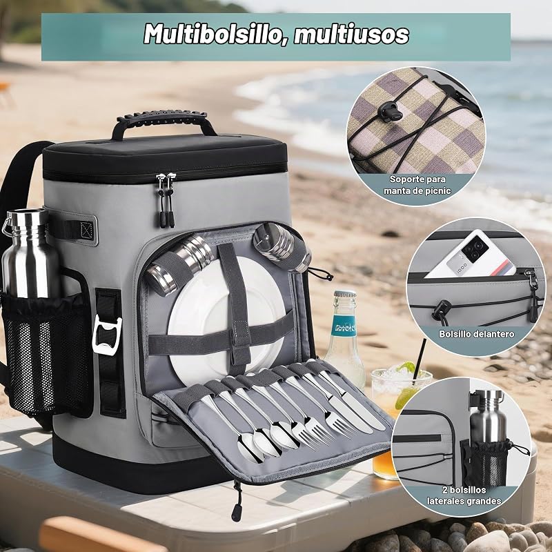 Mochila Nevera Isotérmica, Mochila Termica Grande de 30 litros con Aislamiento Térmico y A Prueba de Fugas, Bolsa Picnic Impermeable para Hombre y Mujer