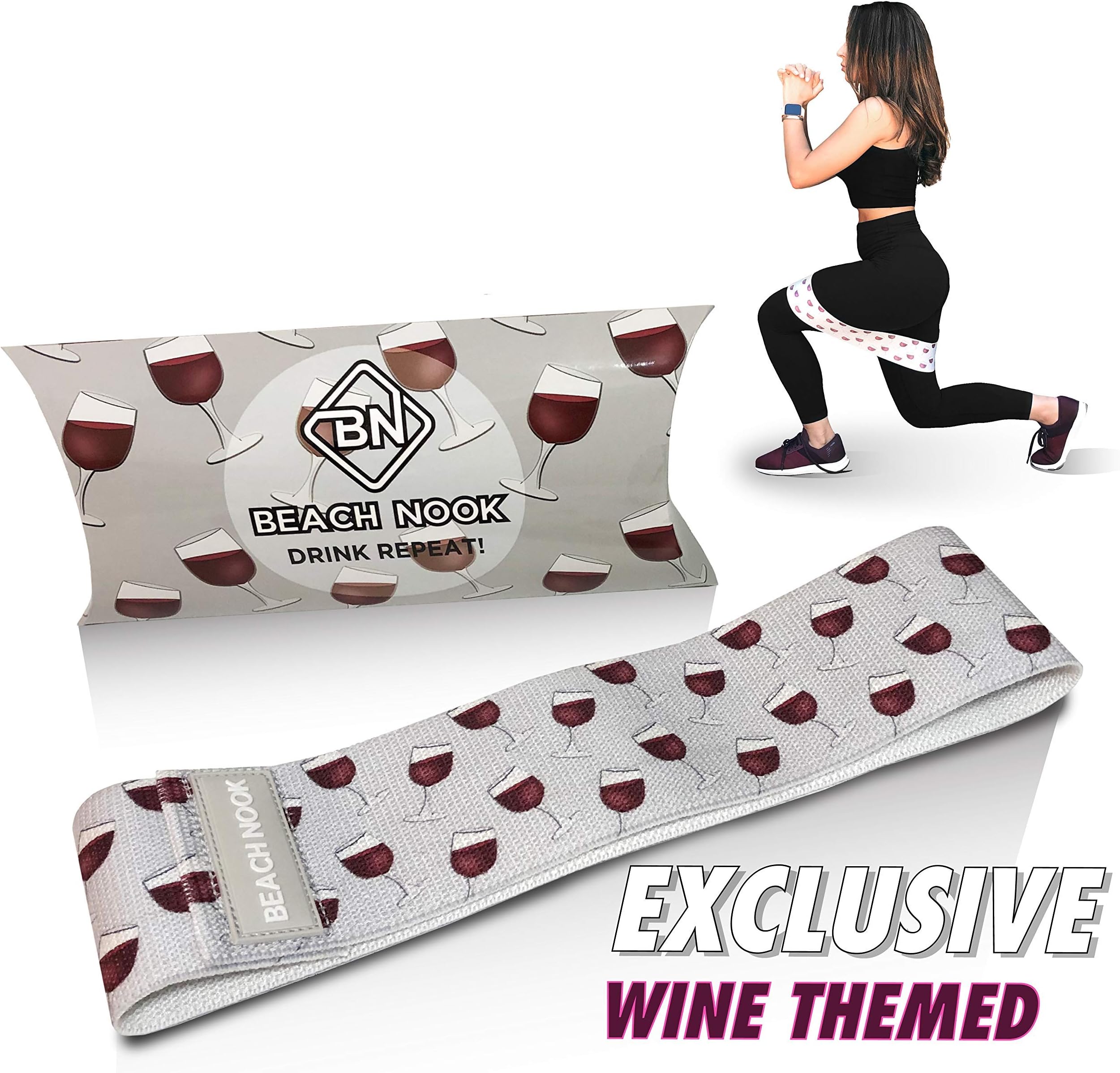Beach Nook Themed Hip Resistance Workout Loop Band | Exercise Resistant Glute Circle Leg Bands - Elastic Non Slip Fabric