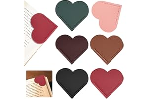KDAFIO 6 Pcs Leather Heart Bookmarks, Bookmarks for Women, Cute Heart Bookmark Corner, Book Marks for Teachers Students School Office Home Supplies