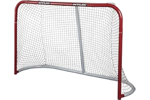 Mylec Pro Official Regualtion Sized Steel Goal for Indoor + Outdoor Play (6 x 4 Feet), Portable, Snap Assembly and Net Weave System, (Red, 56 Pounds)