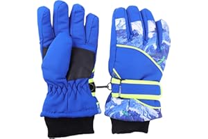 INOGIH Kids Boys Winter Gloves Outdoor Cold-Weather Windproof Thickening Snowboard-Mittens for 4-7 Years Old