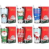 Mifoci 6 Pcs Christmas Tumblers 30oz Stainless Steel Christmas Travel Coffee Cup Double Insulated Vacuum Tumbler with Lid Straw Santa Claus Holiday Mug Gifts for Coworker Team Teacher (Cute)