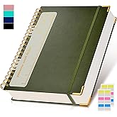 Spiral Notebook Journal 8.5” x 11”, 300 Pages Hardcover Leather Lined Journals for Women Men, A4 Large College Ruled Notebooks with 100 GSM Thick Paper, Spiral Journal for Writing Work, Olive Green