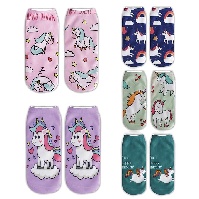 Zmart Women Funny Crazy Colorful 3D Print Ankle Socks Gift,...