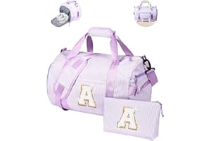 Vogewood Christmas Stocking-Gift for Teenager, Girls Travel Duffle Bag, Kids Overnight Duffel Bags with Shoe Compartment, Dance Bag with Cosmetic Pouch, Teen Girl Gifts Trendy Stuff (Letter A)