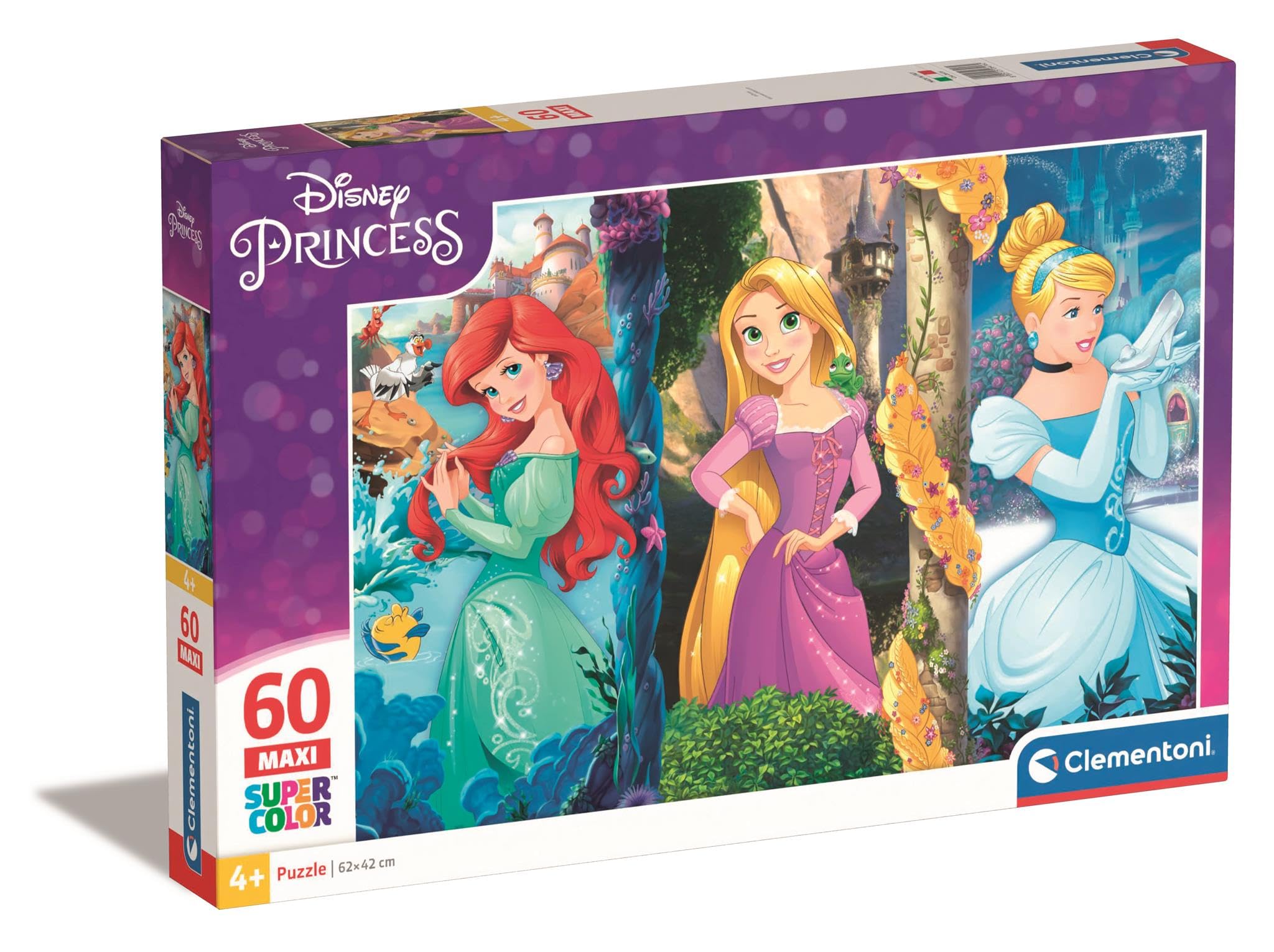 Clementoni-26416-Supercolor Puzzle for children-Princess-60 Maxi Pieces-Disney, ages 4 years plus — image 1