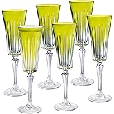 Barski Colored Champagne Flute Glasses - Green Toasting Champagne Flute Glass - Wedding or Anniversary Flutes - Set of 6 - Gift Ready Colored Glasses - Green - 7 oz Made in Europe