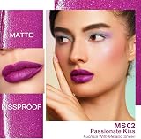 Oulac Matte Liquid Purple Lipstick 4.5ml Vegan Fuchsia Kissproof view 2