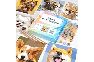 LuwoArte 6 Pack Paint by Numbers Kit for Adults – Cute Dogs –Fun Paint by Numbers for Adults Beginners– DIY Adult Paint by Number Kit –Relaxing Home Wall Art Gift Set for Dog Lovers – 7.87 x 7.87 inch