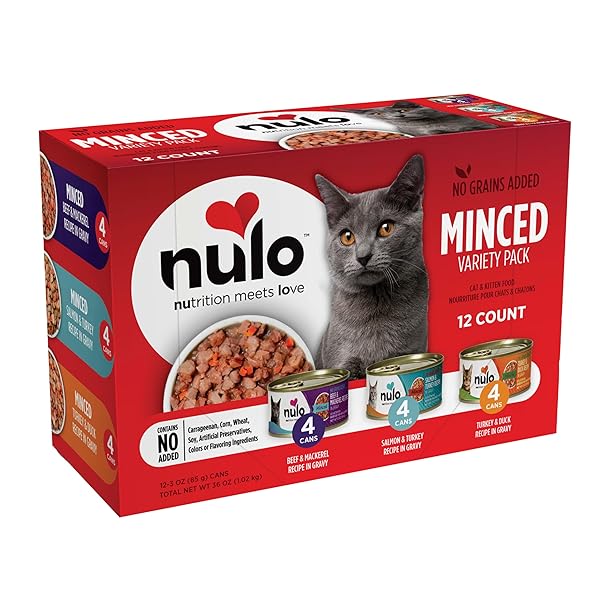 NULO VARIETY FLAVORS GRAIN-FREE MINCED WET CANNED CAT FOOD, 3 OUNCE (PACK OF 12)