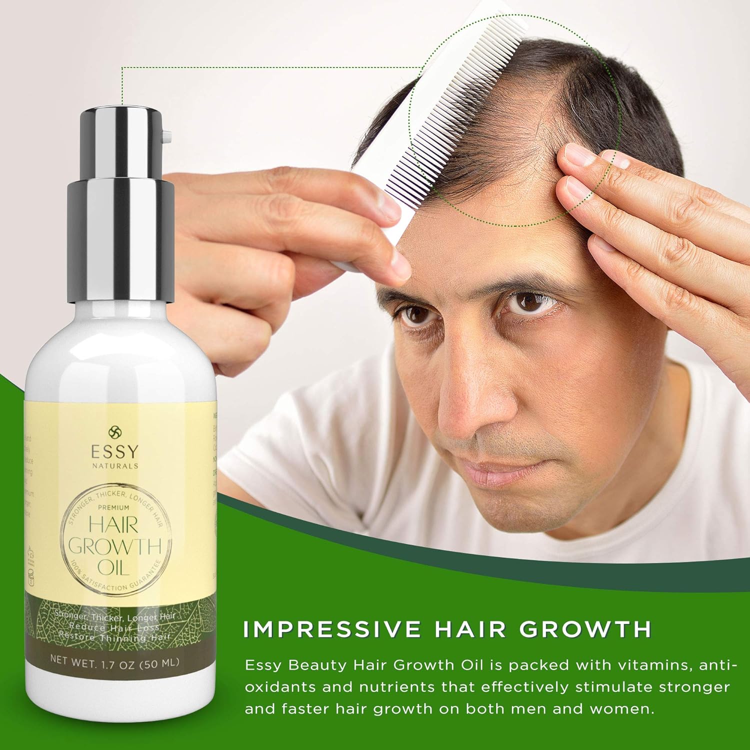 Natural Hair Growth Oil with Caffeine and Biotin - Hair Growth Oil for Stronger, Thicker, Longer Hair 1.7 oz : Beauty